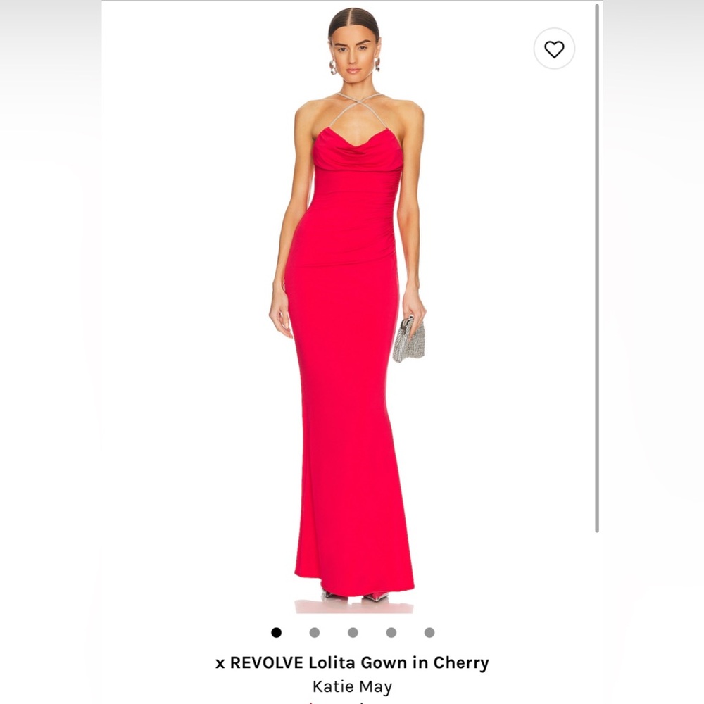 Katie May red gown with beaded straps